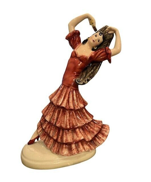 Porzellanfigur Keramos Wien Tänzerin um 1940 H/B/T 30x20x13cm A01