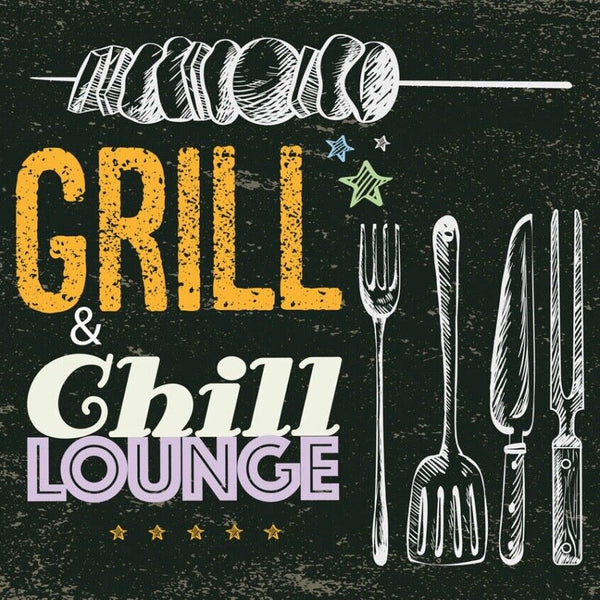 Schild Grill & Chill Lounge Grillen BBQ Griller 12x18 20x30 30x40 Blech/Holz LP