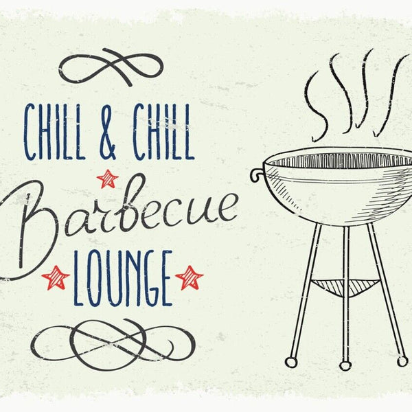 Schild Grill & Chill Barbecue Lounge Grillen 12x18 20x30 30x40 Blech/Holz LP