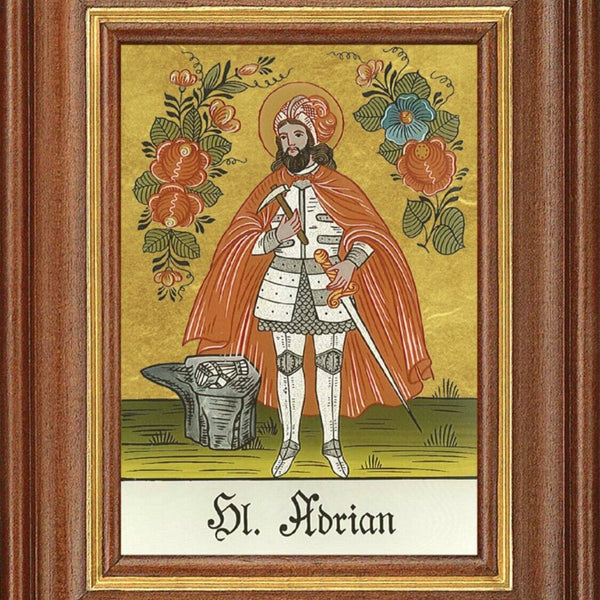 Hinterglasbild Heiliger Adrian Patronatsbild Taufe Namenspatron  12,7x16