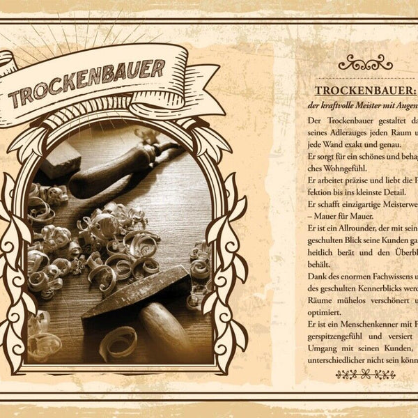 Schild Trockenbauer Beruf Handwerker Monteur Wand 12x18 20x30 30x40 Blech/Holz