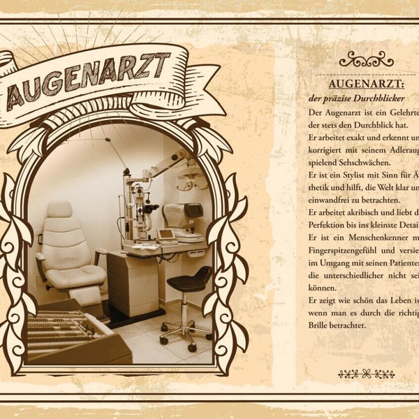 Schild Augenarzt Beruf Doktor Medizin Auge Sehen 12x18 20x30 30x40 Blech/Holz