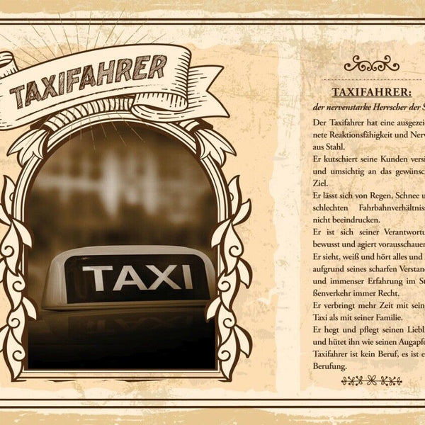 Schild Taxifahrer Beruf Taxi Lenker Chauffeur Auto 12x18 20x30 30x40 Blech/Holz