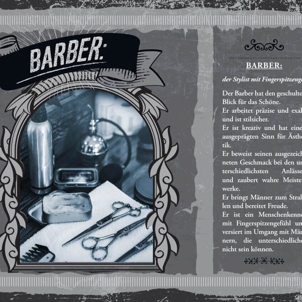 Schild Barber Beruf Friseur Haar Stylist Haare 12x18 20x30 30x40 Blech/Holz