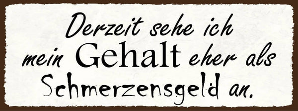 Schild derzeit sehe ich mein gehalt eher als schmerzensgeld an arbeit job 27x10