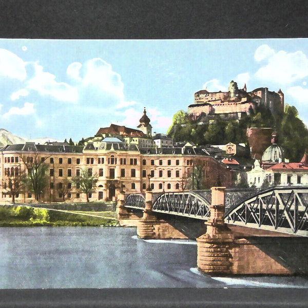 Salzburg Karolinenbrücke mit Justizpalast und Festung Hohensalzburg JW165840