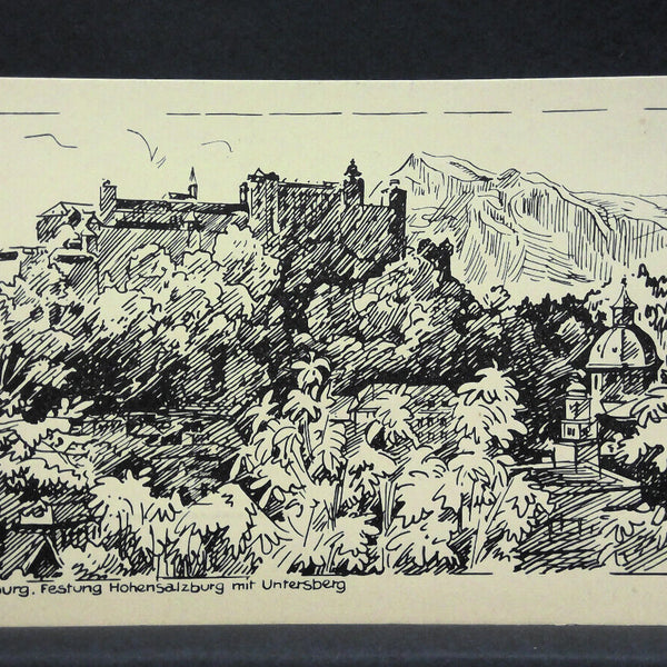 Salzburg Festung Hohensalzburg mit Untersberg Zeichnung JW65411
