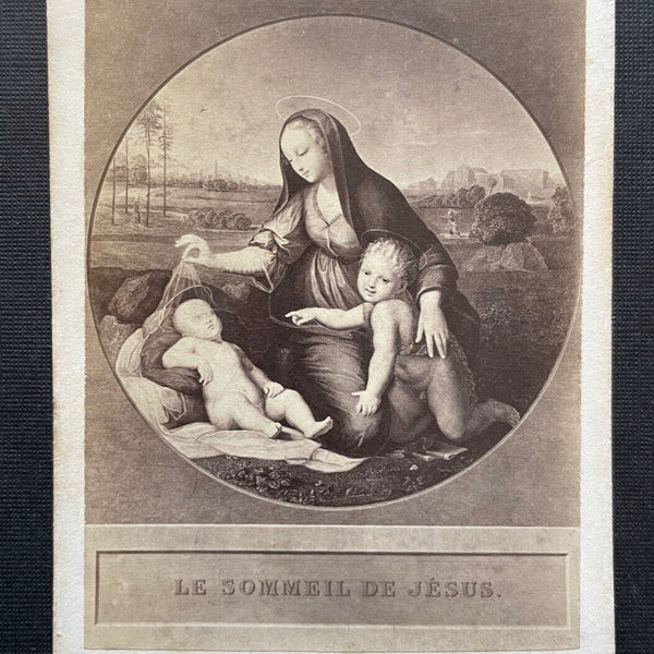AK Foto Madonna m.d. schlafenden Kinde Raffael Bild Gemälde ca.10,1x6,2cm 402321 TH
