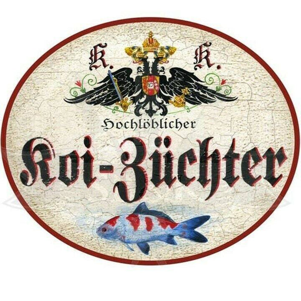 Kuk nostalgie holzschild "koi-züchter"