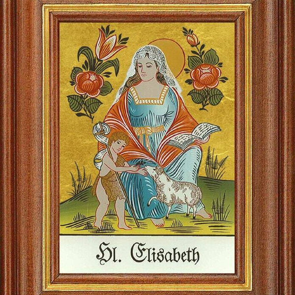 Hinterglasbild - hl. elisabeth mutter - patronatsbild taufe namenspatron 12,7x16