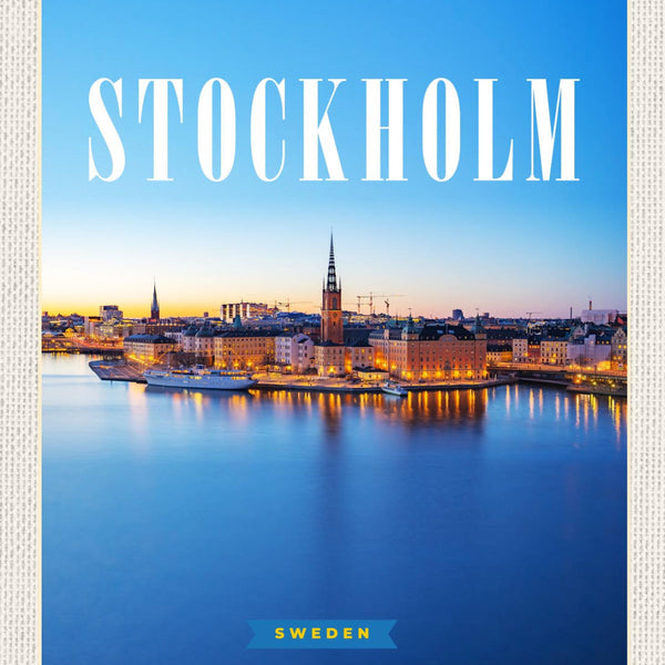 Schild Stockholm Sweden Schweden Hafen Stadt 12x18 20x30 30x40 Blech od. Holz