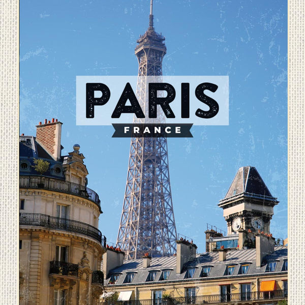 Schild Paris France Frankreich Eiffelturm Stadt 12x18 20x30 30x40 Blech od. Holz