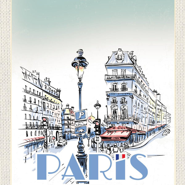 Schild Paris France Frankreich Illustration 12x18 20x30 30x40 Blech od. Holz