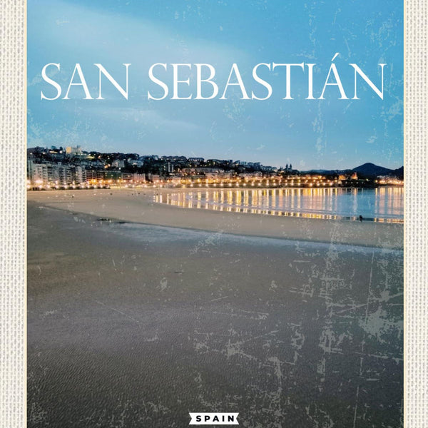 Schild San Sebastián Spain Spanien Strand Küste 12x18 20x30 30x40 Blech od. Holz