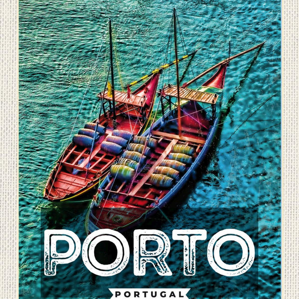 Schild Porto Portugal Boot Schiff Meer Stadt 12x18 20x30 30x40 Blech od. Holz