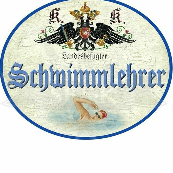 KuK Nostalgie Holzschild "Schwimmlehrer"