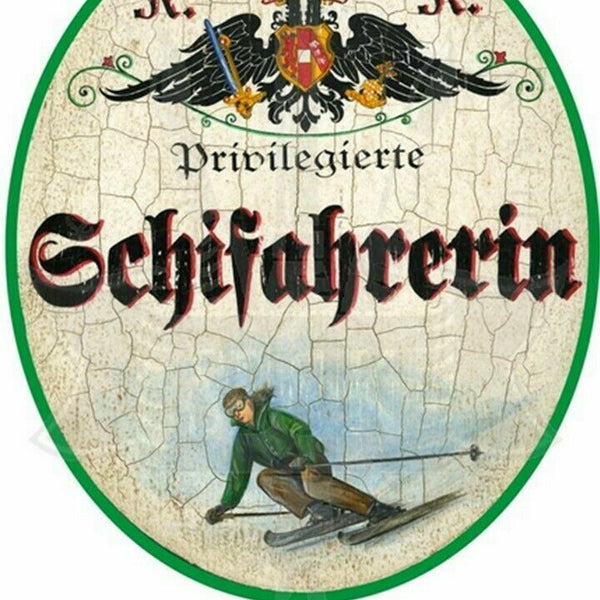 KuK Nostalgie Holzschild "SchifahrerIn"