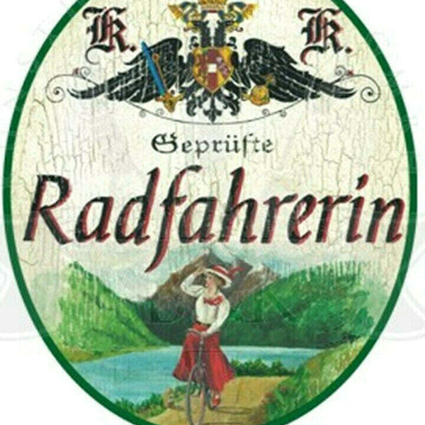 KuK Nostalgie Holzschild "RadfahrerIn"