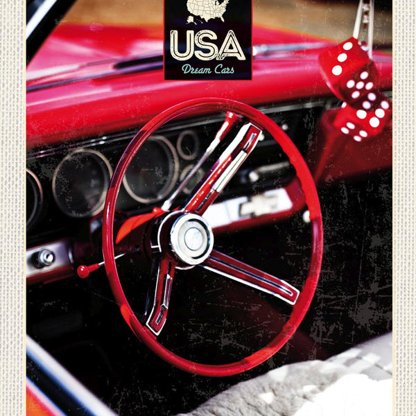 Schild USA Dream Cars Auto Cockpit Oldtimer Amerika 12x18 20x30 30x40 Blech/Holz