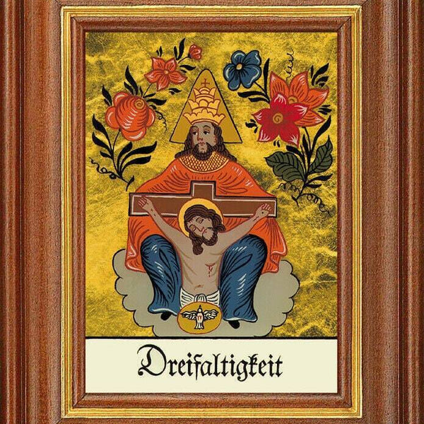 Hinterglasbild - dreifaltigkeit - patronatsbild taufe namenspatron 12,7x16