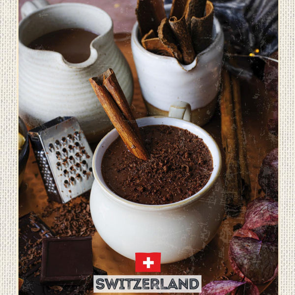 Schild Switzerland Schweiz Schweizer Schokokade 12x18 20x30 30x40 Blech/Holz