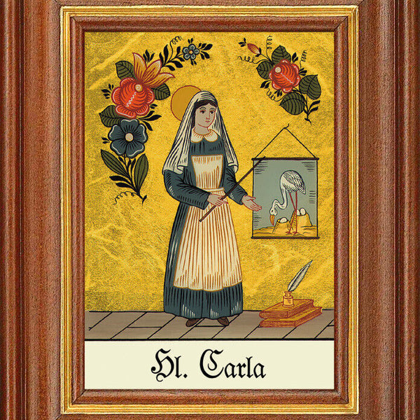 Hinterglasbild - Heilige Carla - Patronatsbild Taufe Namenspatron 12,7x16