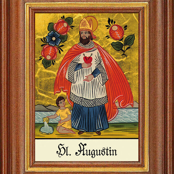 Hinterglasbild - Heiliger Augustin - Patronatsbild Taufe Namenspatron 12,7x16 TH