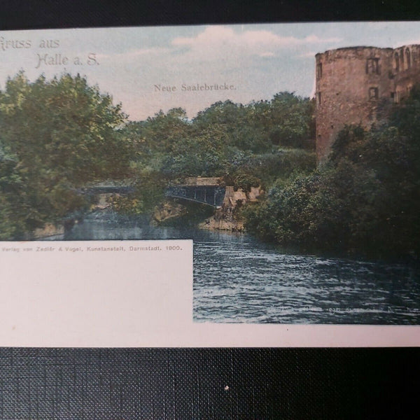 Gruß aus Halle neue Saalebrücke Burg Ruine 402597 WM F
