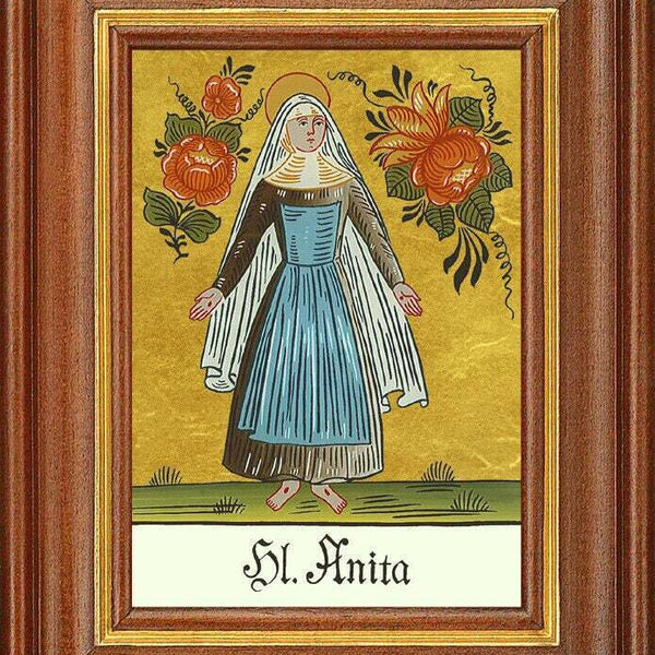 Hinterglasbild - heilige anita - patronatsbild taufe namenspatron 12,7x16 th