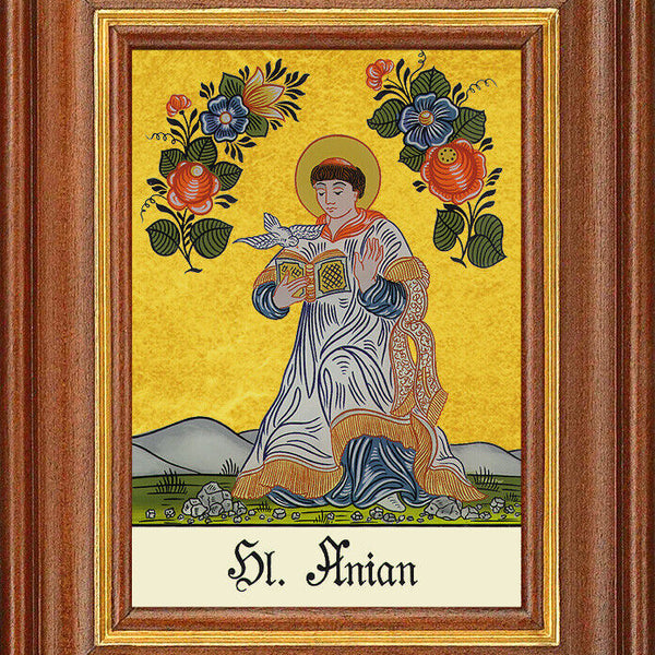 Hinterglasbild - Heiliger Anian - Patronatsbild Taufe Namenspatron 12,7x16 TH