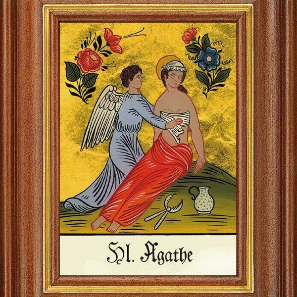 Hinterglasbild - heilige agathe - patronatsbild taufe namenspatron 12,7x16 th