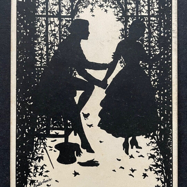Das Geständnis Scherenschnitt Silhouette Paar Frau Mann Hut Liebe 400458 TH