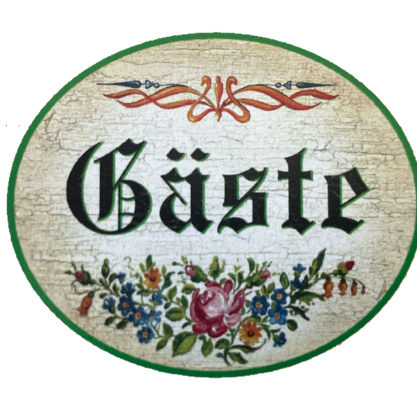 KuK Nostalgie Holzschild “Gäste“ Gast Besucher Blumen Ornament