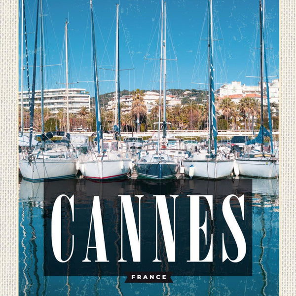 Schild Cannes France Frankreich Hafen Schiffe 12x18 20x30 30x40 Blech od. Holz