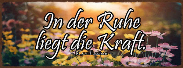 Schild In Der Ruhe Liegt Die Kraft Konfozius Hektik Stress 27x10 Blech od.Holz