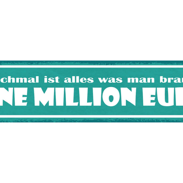 Schild Manchmal Ist Alles Was Man Braucht Eine Million Euro 46x10 Blech od. Holz