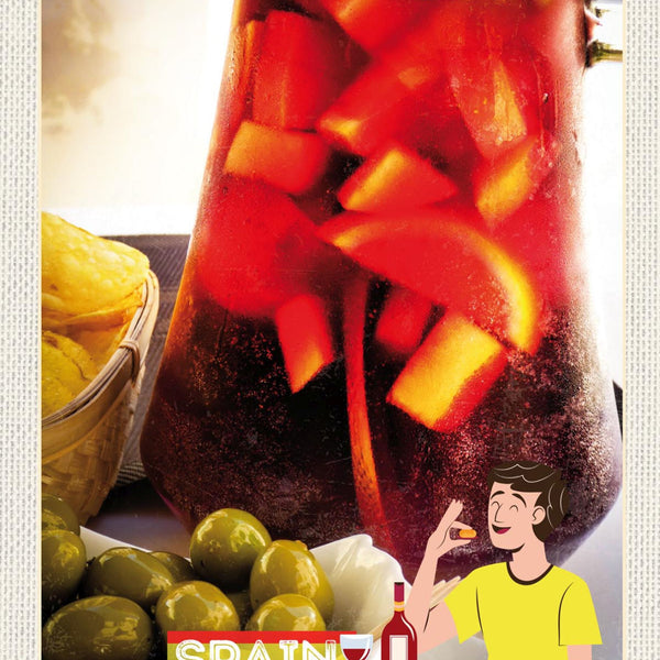 Schild Spain Spanien Sangria Oliven Essen Trinken 12x18 20x30 30x40 Blech/Holz