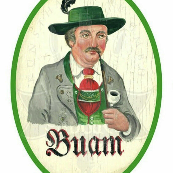 Nostalgie Holzschild Schild Bayern Tracht Buam WC Toilette