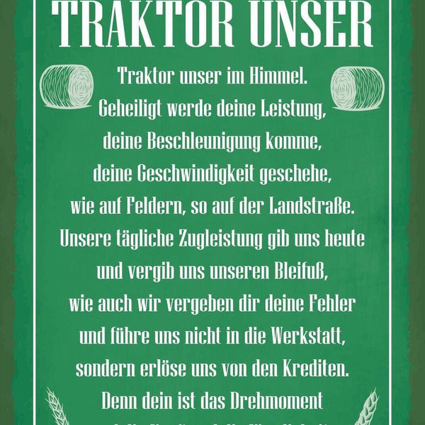 Schild traktor unser gebet bauernhof fahrer 12x18 / 20x30 / 30x40 blech od. holz
