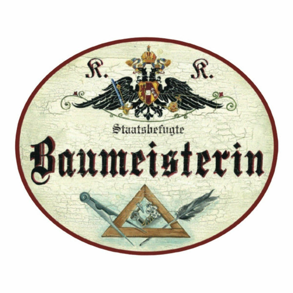 Kuk nostalgie holzschild baumeister baumeisterin