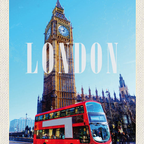 Schild London England UK GB Doppeldecker Big Ben 12x18 20x30 30x40 Blech/Holz