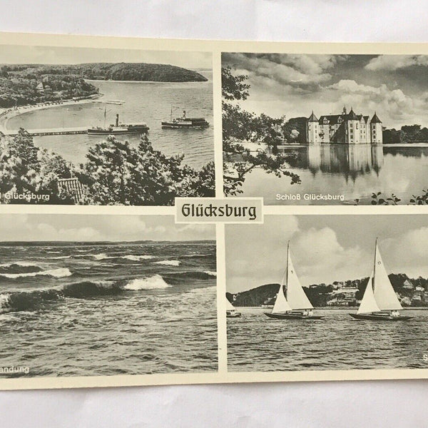 AK, Glücksburg, Ostsee, Schiffe, Schloss, Stadt (110267 BW)