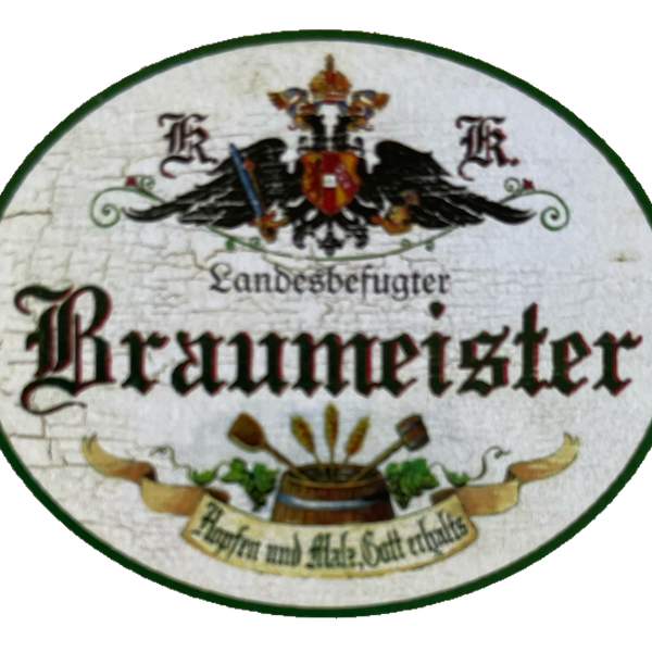 KuK Nostalgie Holzschild Landesbefugter Braumeister Bier Brauerei Alkohol Schild