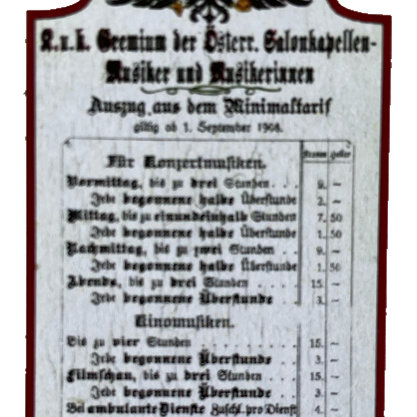 KuK Nostalgie Holzschild Gremium Salonkapellen Musiker Österreich Musik Schild