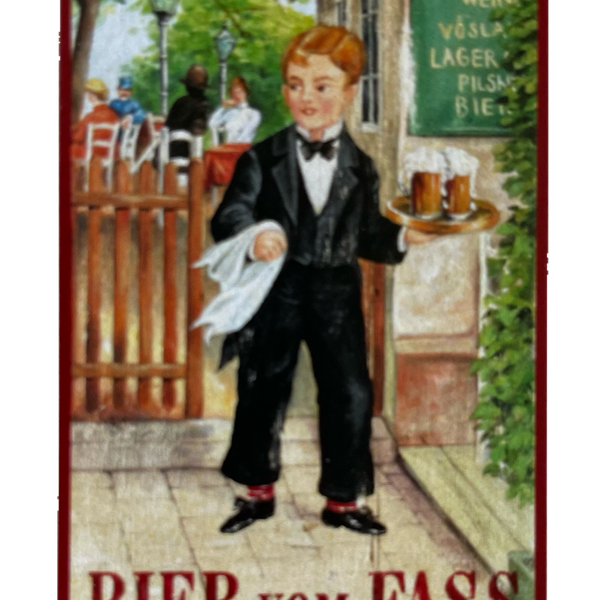 Nostalgie Holzschild Bier Vom Fass Alkohol Kellner Wirt Glas Gastgarten Schild