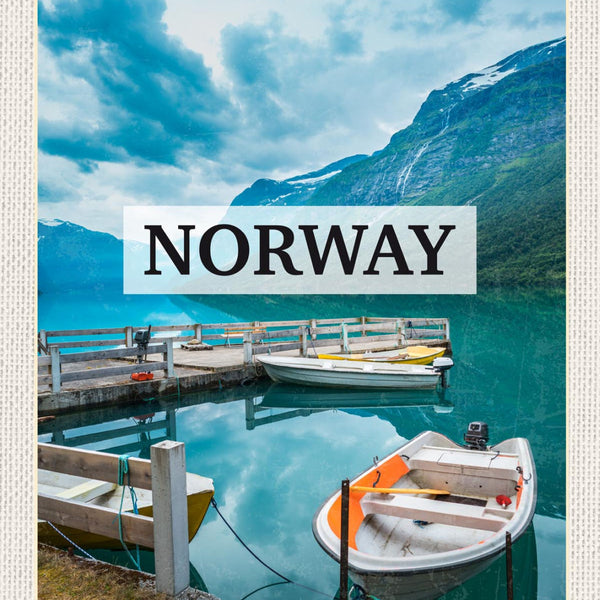Schild Norway Norwegen Boote Ufer Anlegestelle 12x18 20x30 30x40 Blech/Holz
