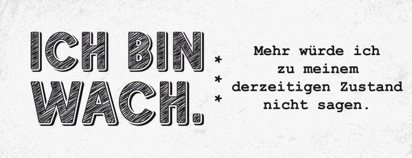 Schild ich bin wach mehr würde ich zu meinen derzeitigen zustand nicht sagen