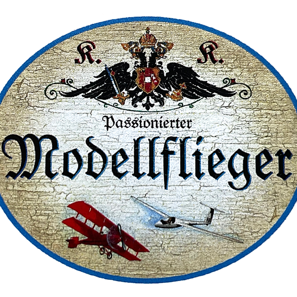 KuK Nostalgie Holzschild "Passionierter Modellflieger" Flugzeug Doppeldecker