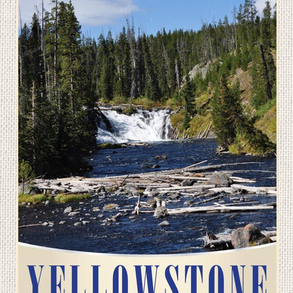 Schild Yellowstone USA National Park Wasserfall 12x18 20x30 30x40 Blech/Holz