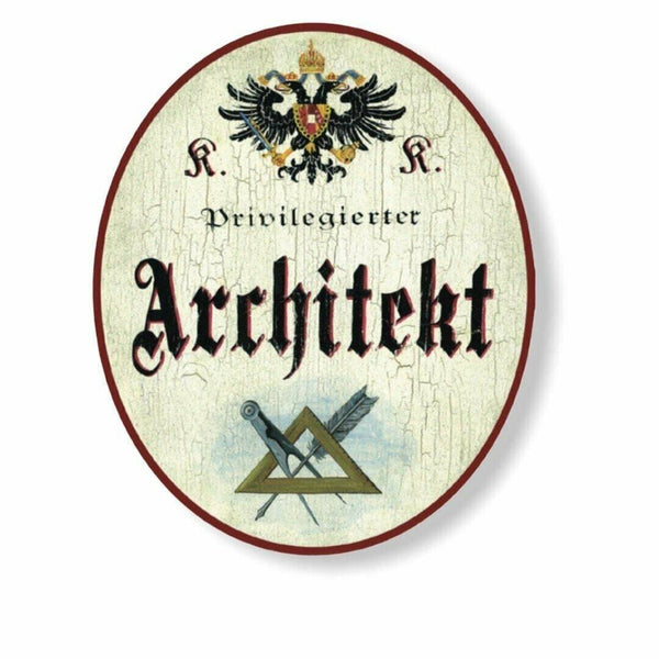 Kuk nostalgie holzschild privilegierter architekt